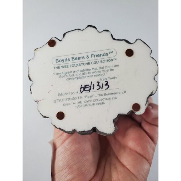 Boyds Bears & Friends Wee Folkstone collection, "Bean...The Bearmaker Elf"‎ 1997 - Picture 9 of 9